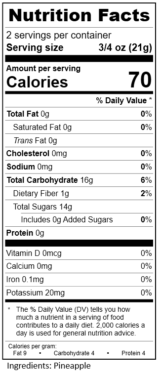 Freeze Dried Pineapple Chunks 1.5 oz Pouch