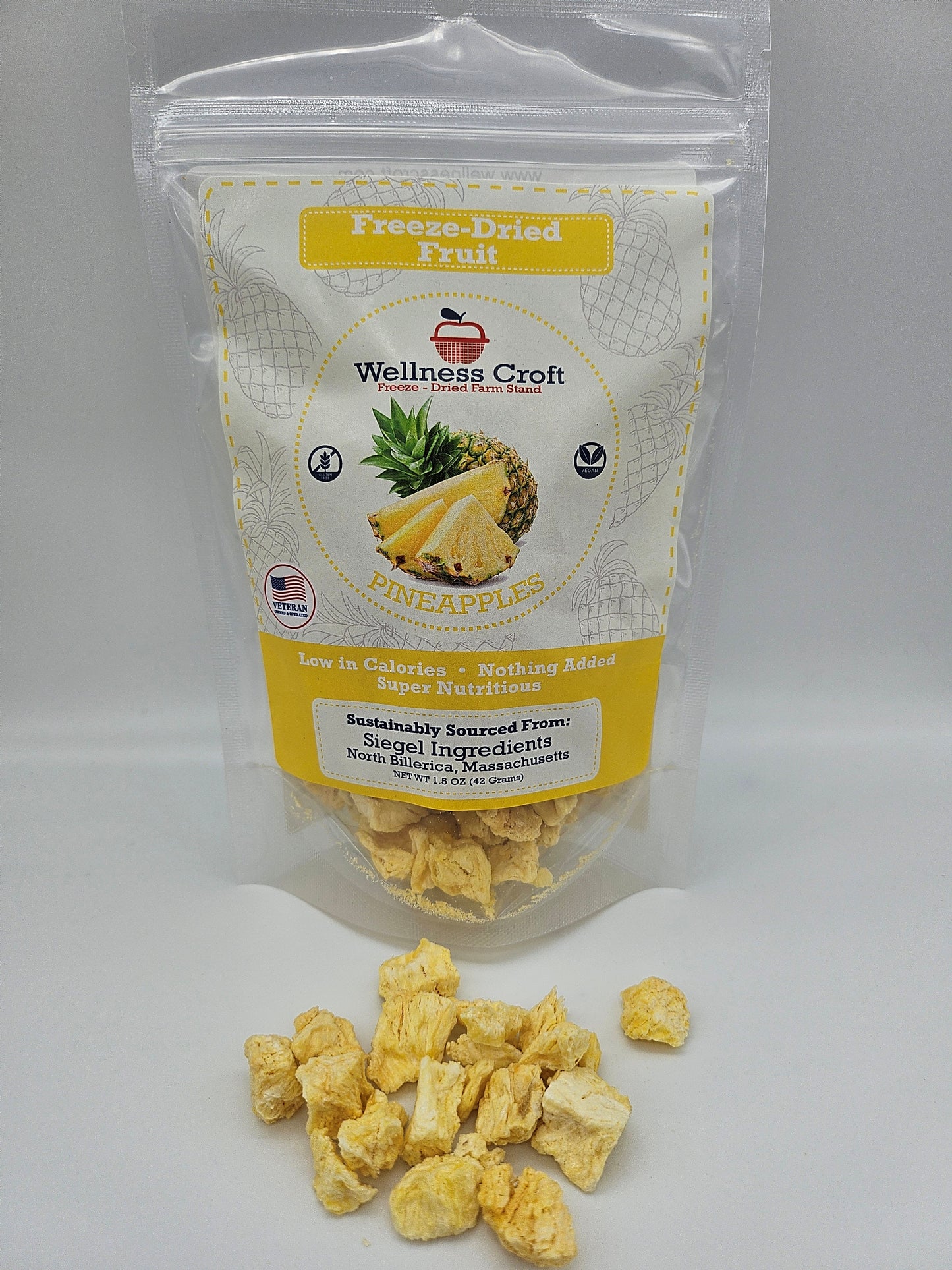 Freeze Dried Pineapple Chunks 1.5 oz Pouch